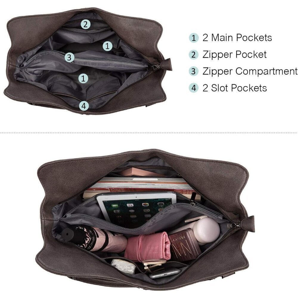 Concealed Carry Hobo Purse Faux Leather Large Capacity Shoulder Bag - Picture 3 of 6